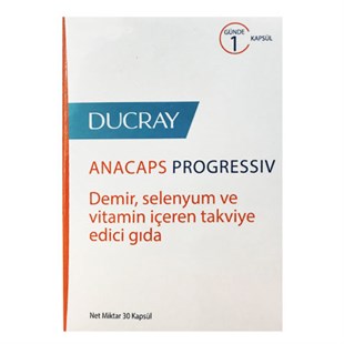 Ducray Anacaps Progressiv 30 Kapsül - Demir,selenyum ve vitamin içeren takviye edici gıda